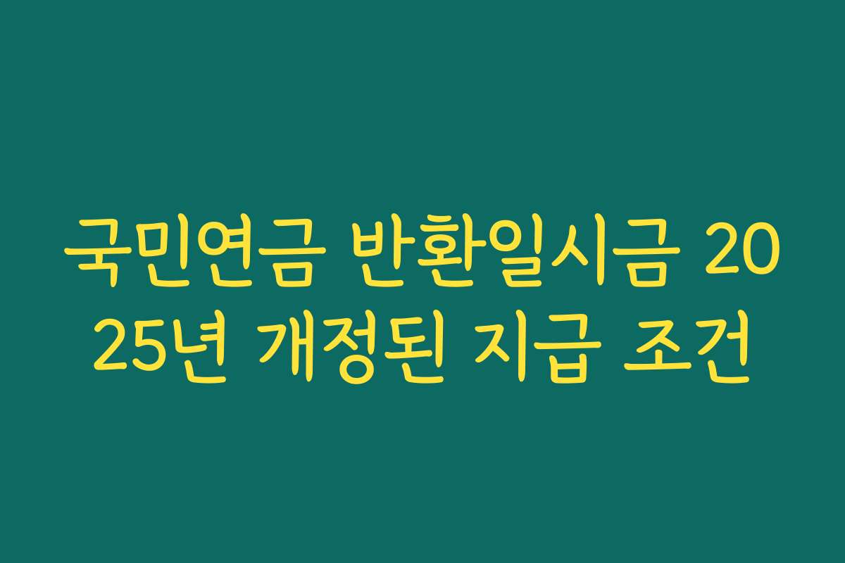 국민연금 반환일시금 2025년 개정된 지급 조건