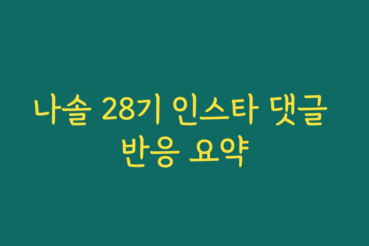 나솔 28기 인스타 댓글 반응 요약 나솔 28기 인스타 댓글 반응 요약