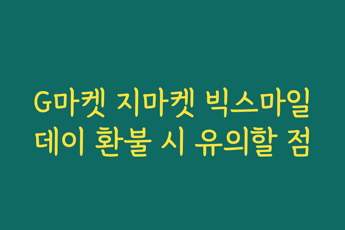 G마켓 지마켓 빅스마일데이 환불 시 유의할 점