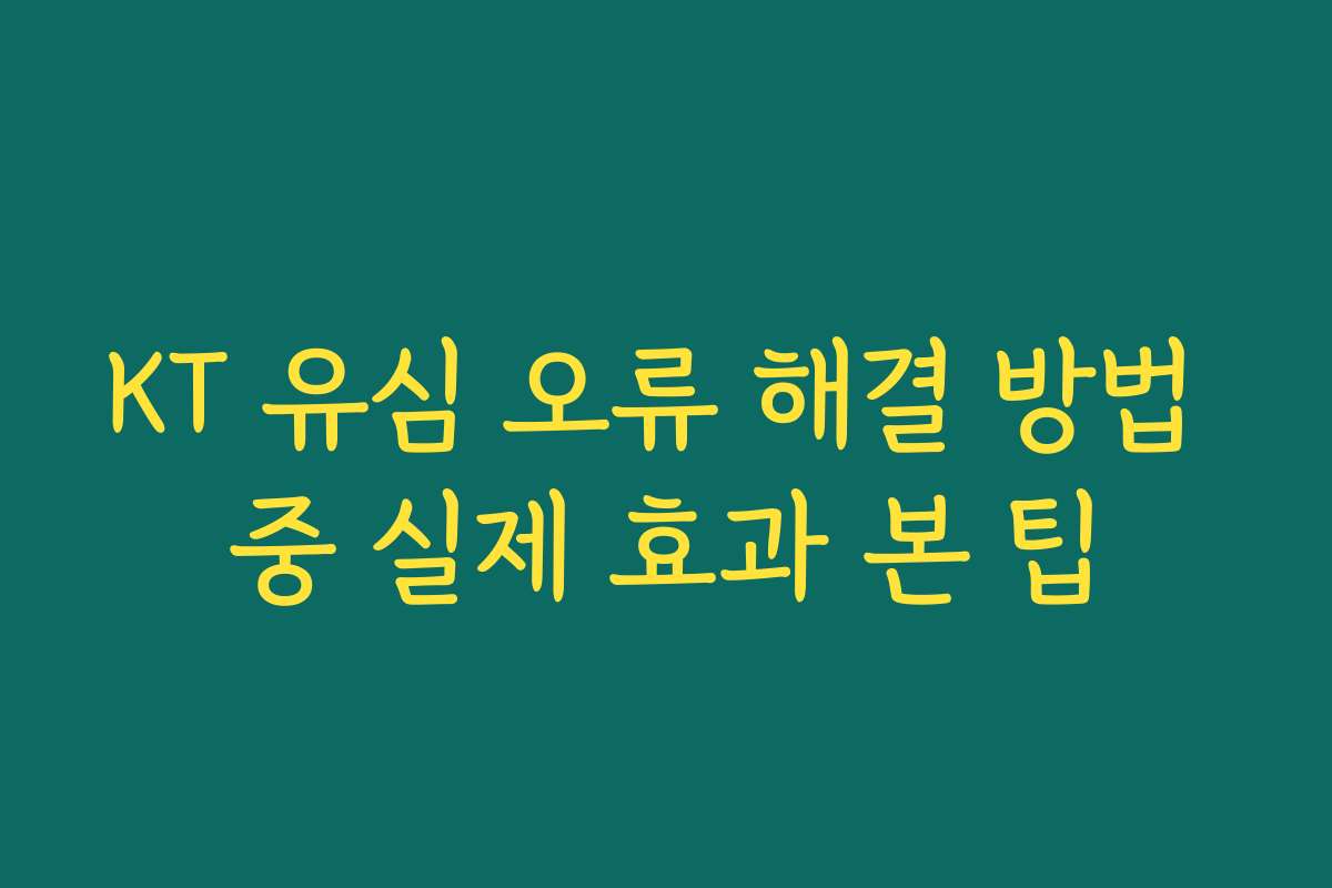 KT 유심 오류 해결 방법 중 실제 효과 본 팁
