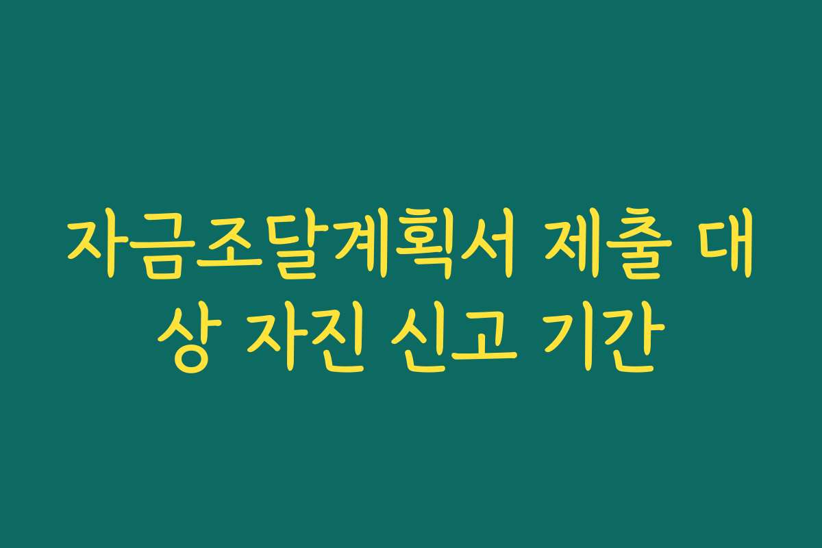 자금조달계획서 제출 대상 자진 신고 기간