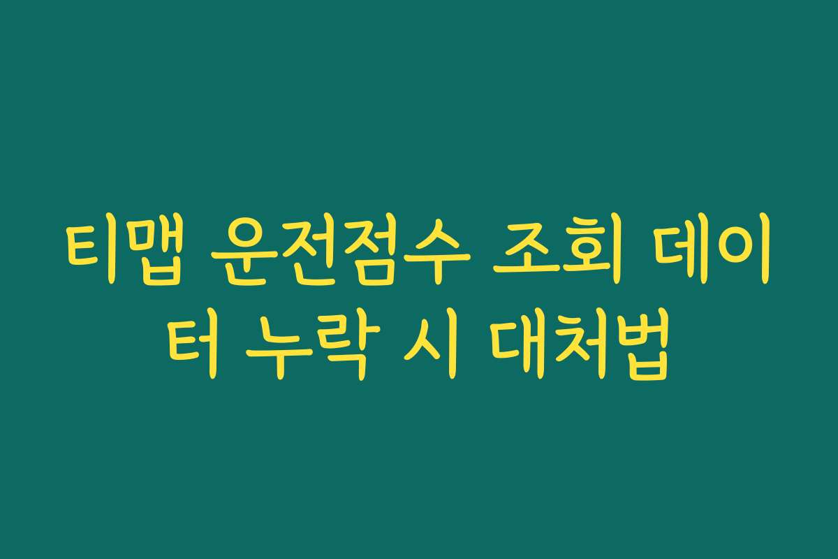 티맵 운전점수 조회 데이터 누락 시 대처법