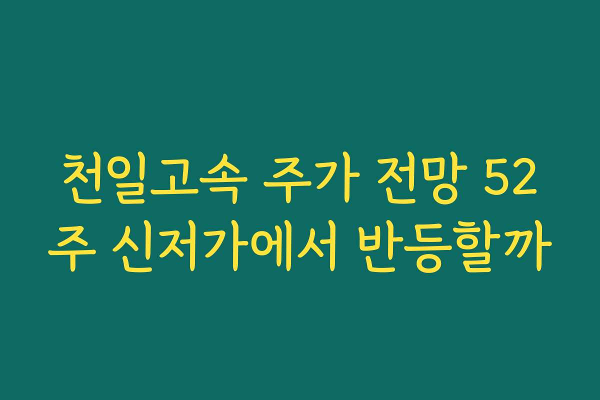 천일고속 주가 전망 52주 신저가에서 반등할까