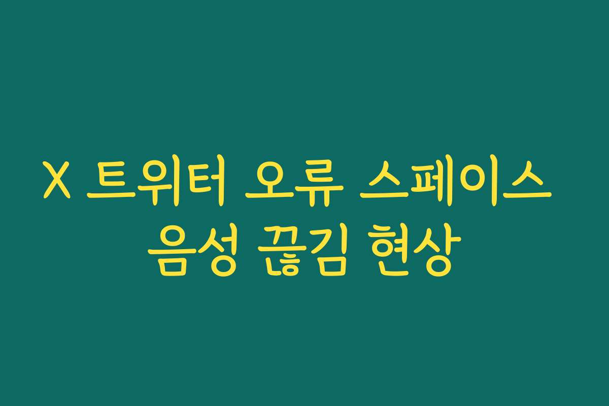 X 트위터 오류 스페이스 음성 끊김 현상