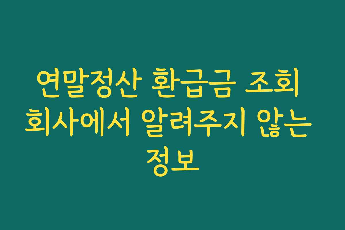 연말정산 환급금 조회 회사에서 알려주지 않는 정보 연말정산 환급금 조회 회사에서 알려주지 않는 정보