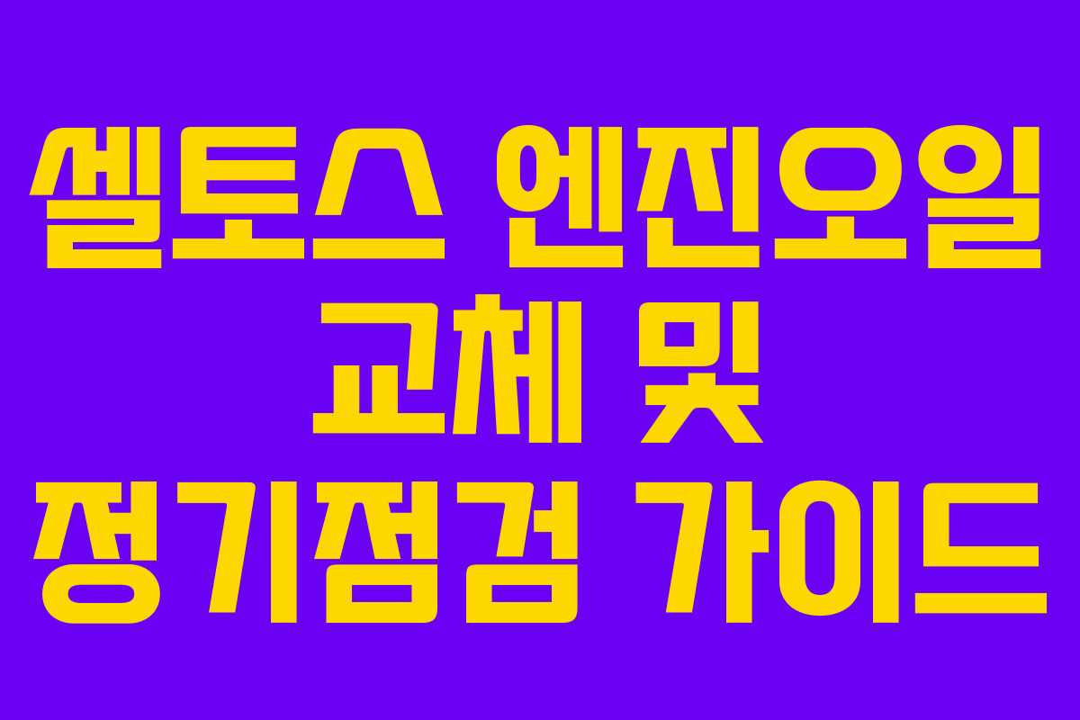 셀토스 엔진오일 교체 및 정기점검 가이드