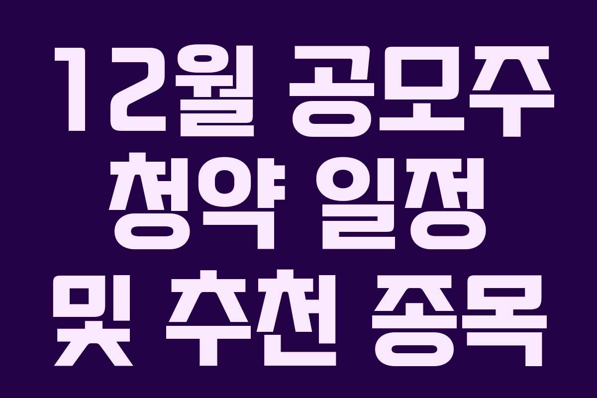 12월 공모주 청약 일정 및 추천 종목