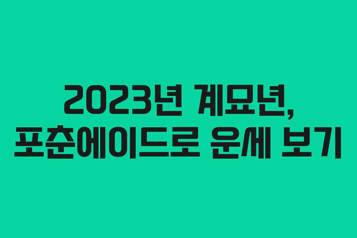 2023년 계묘년, 포춘에이드로 운세 보기