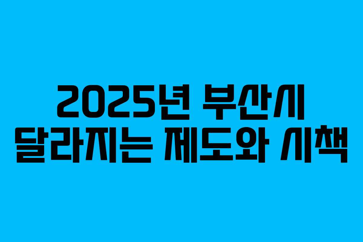 2025년 부산시 달라지는 제도와 시책