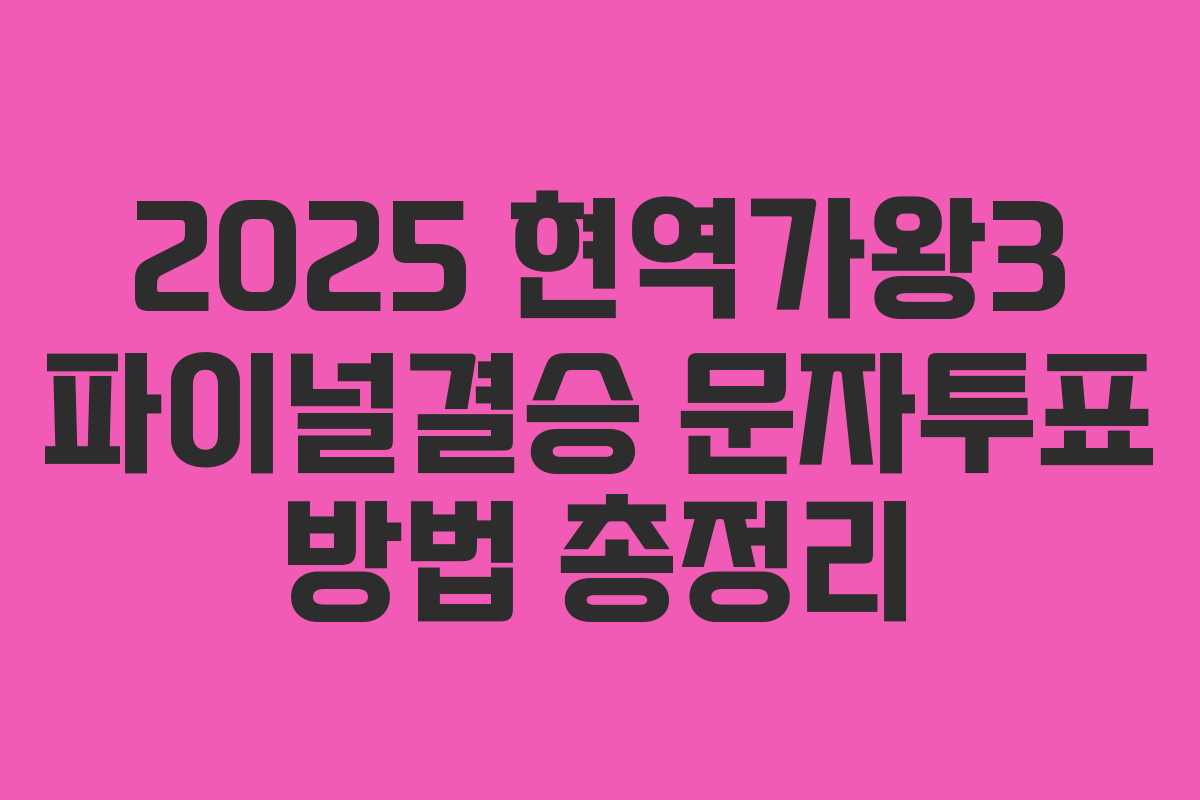2025 현역가왕3 파이널결승 문자투표 방법 총정리