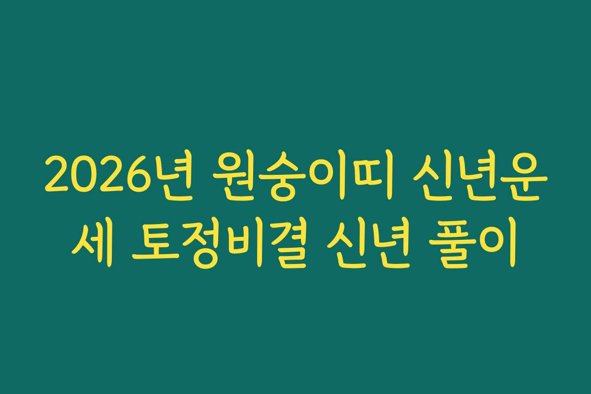 2026년 원숭이띠 신년운세 토정비결 신년 풀이