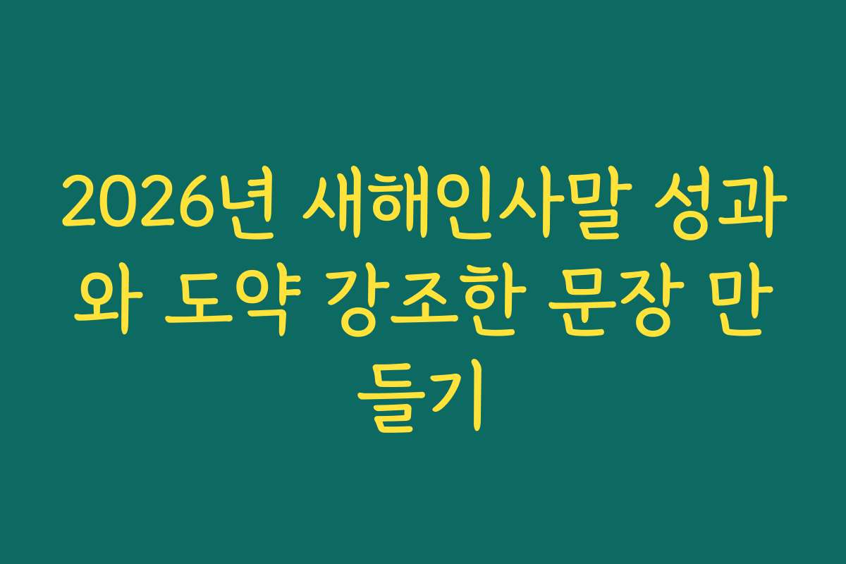 2026년 새해인사말 성과와 도약 강조한 문장 만들기