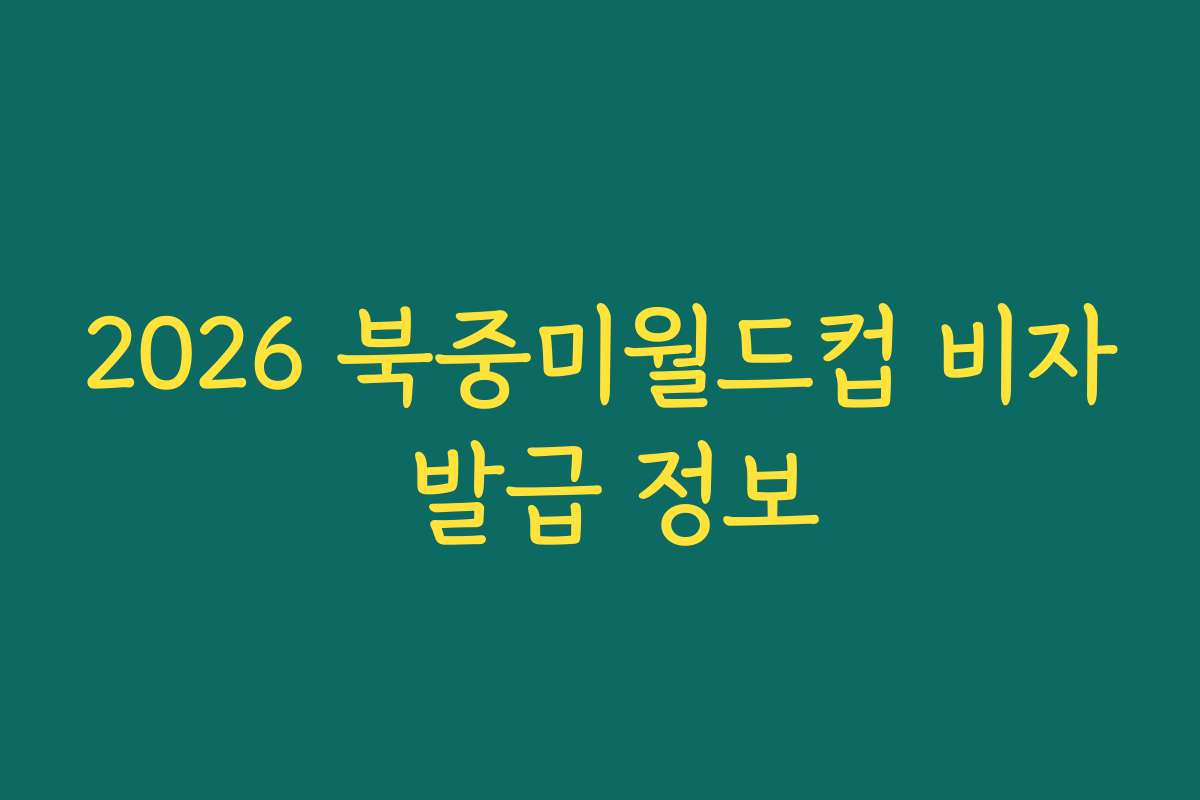 2026 북중미월드컵 비자 발급 정보
