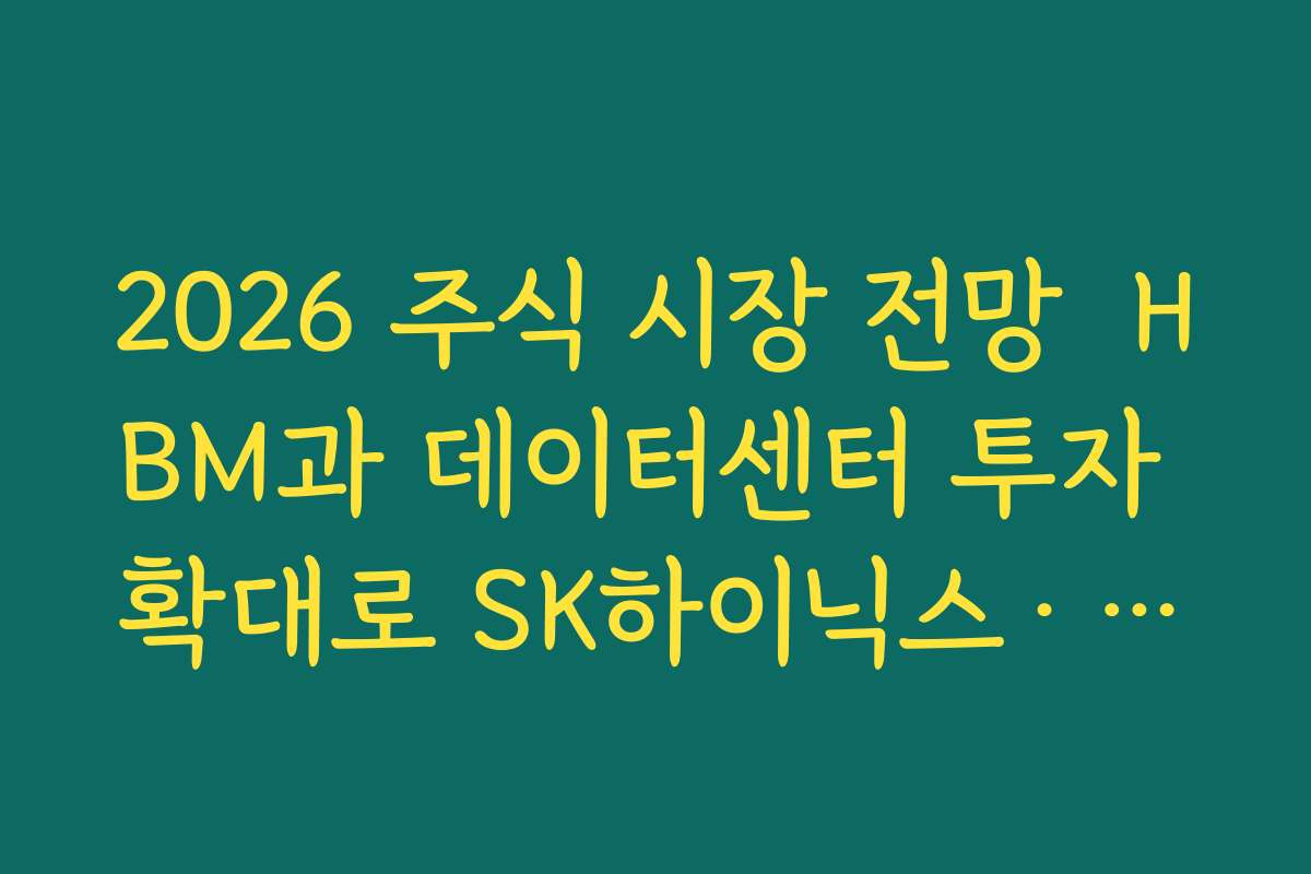 2026 주식 시장 전망  HBM과 데이터센터 투자 확대로 SK하이닉스·삼성전자 수혜 가능성 보기