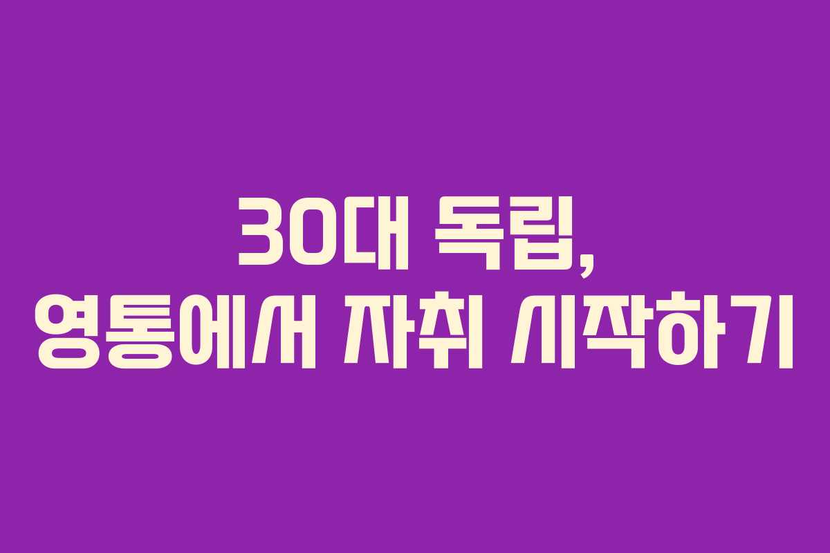 30대 독립, 영통에서 자취 시작하기