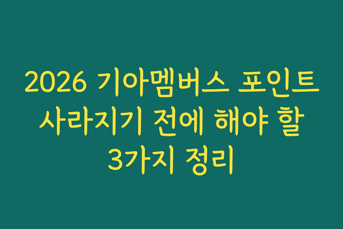 2026 기아멤버스 포인트 사라지기 전에 해야 할 3가지 정리