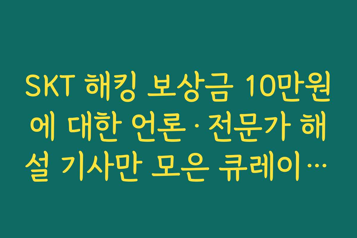 SKT 해킹 보상금 10만원에 대한 언론·전문가 해설 기사만 모은 큐레이션 제목
