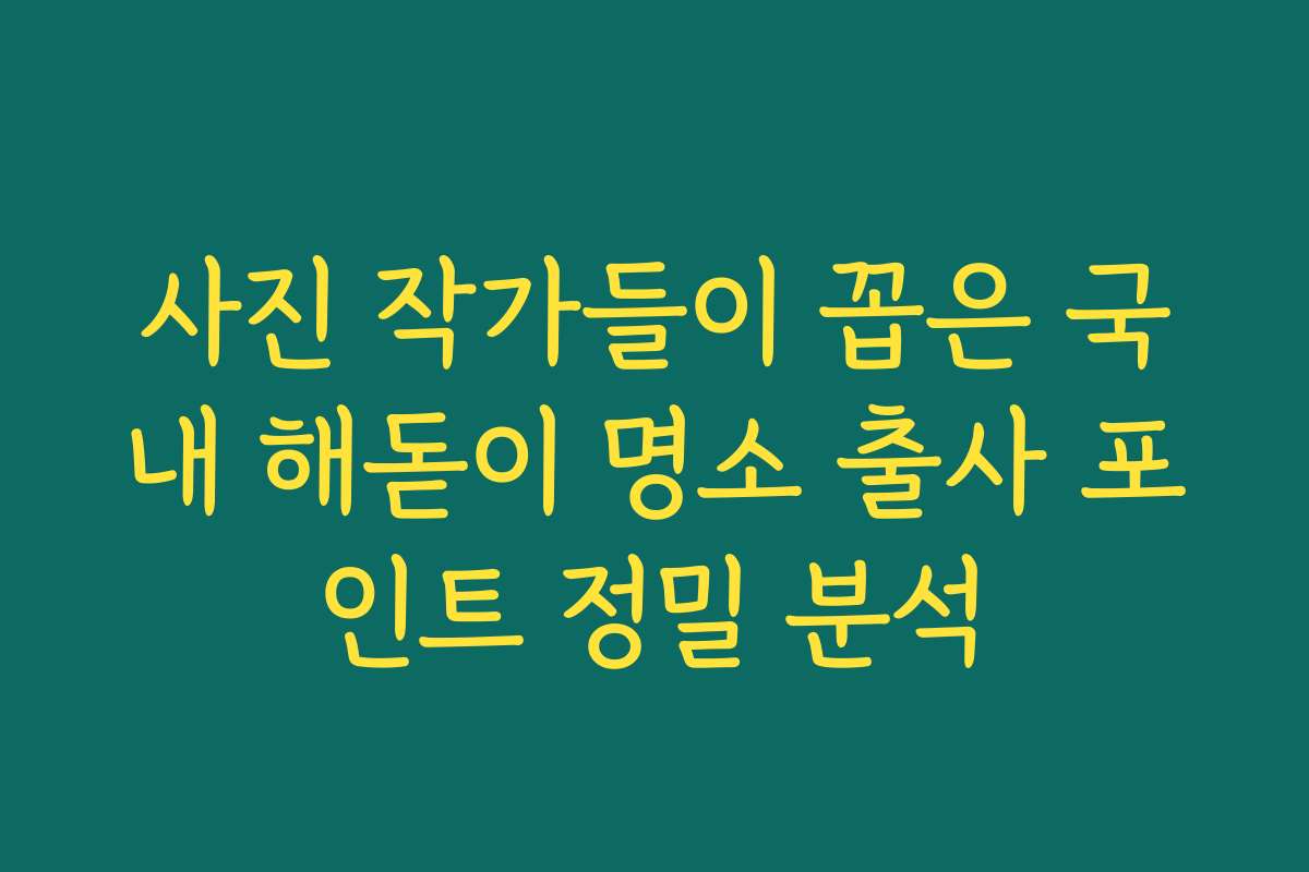 사진 작가들이 꼽은 국내 해돋이 명소 출사 포인트 정밀 분석