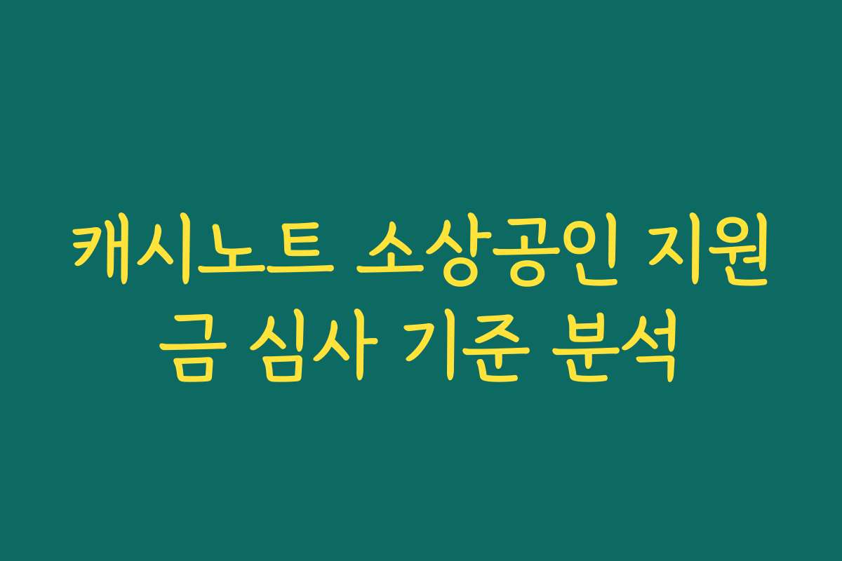 캐시노트 소상공인 지원금 심사 기준 분석
