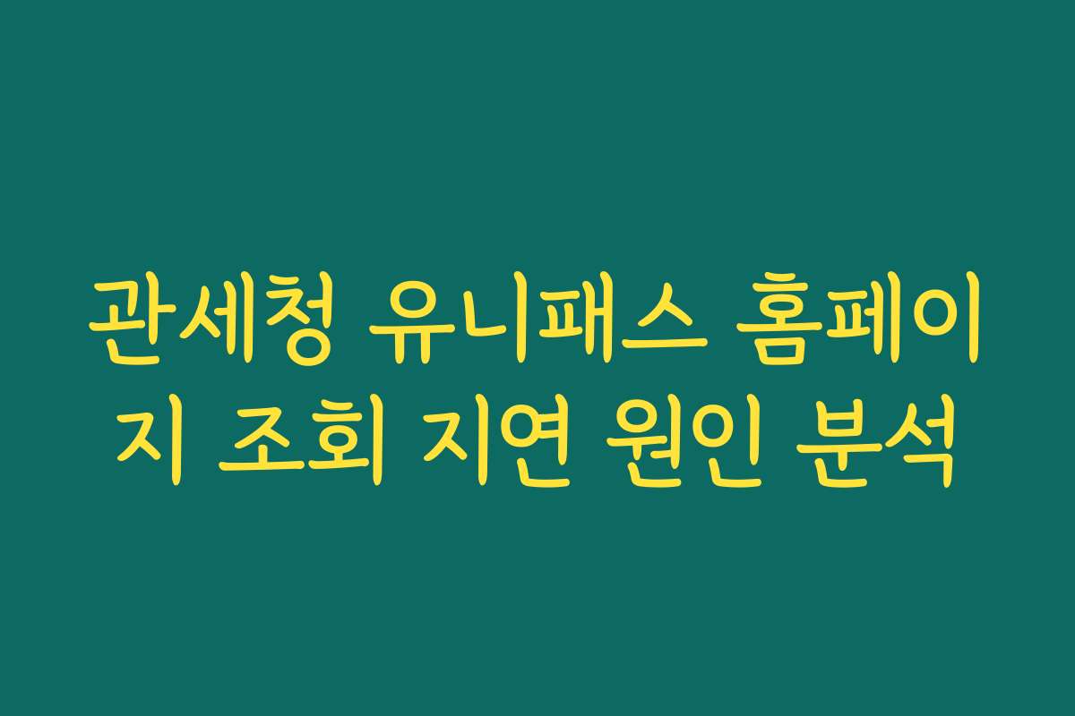관세청 유니패스 홈페이지 조회 지연 원인 분석