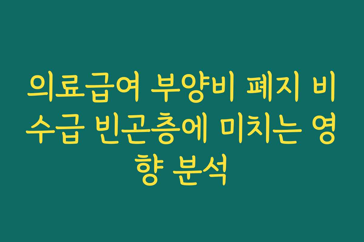 의료급여 부양비 폐지 비수급 빈곤층에 미치는 영향 분석