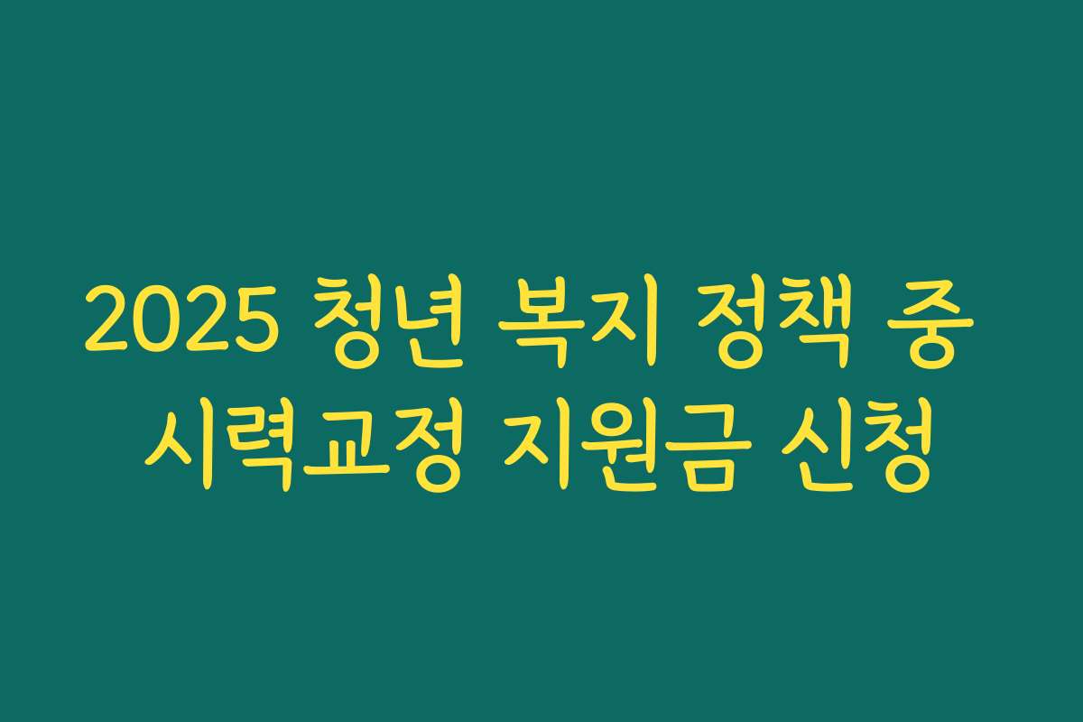 2025 청년 복지 정책 중 시력교정 지원금 신청
