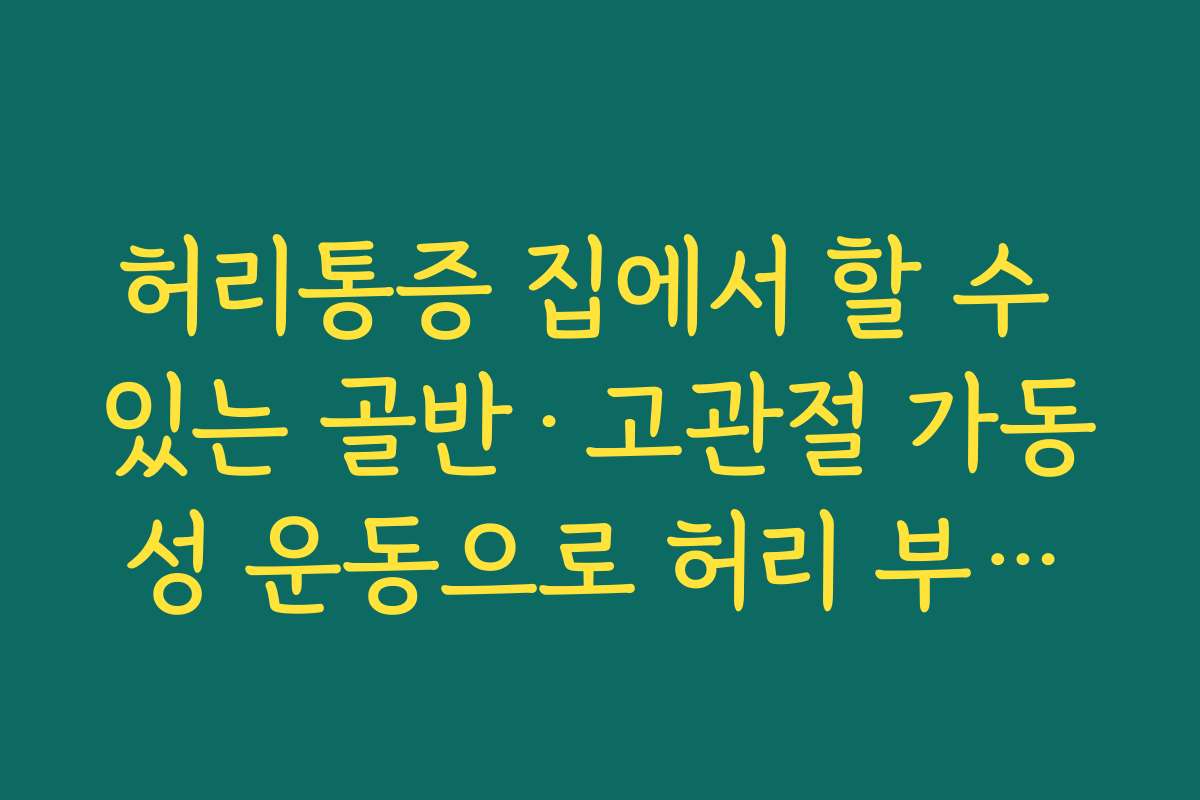 허리통증 집에서 할 수 있는 골반·고관절 가동성 운동으로 허리 부담을 줄이는 루틴