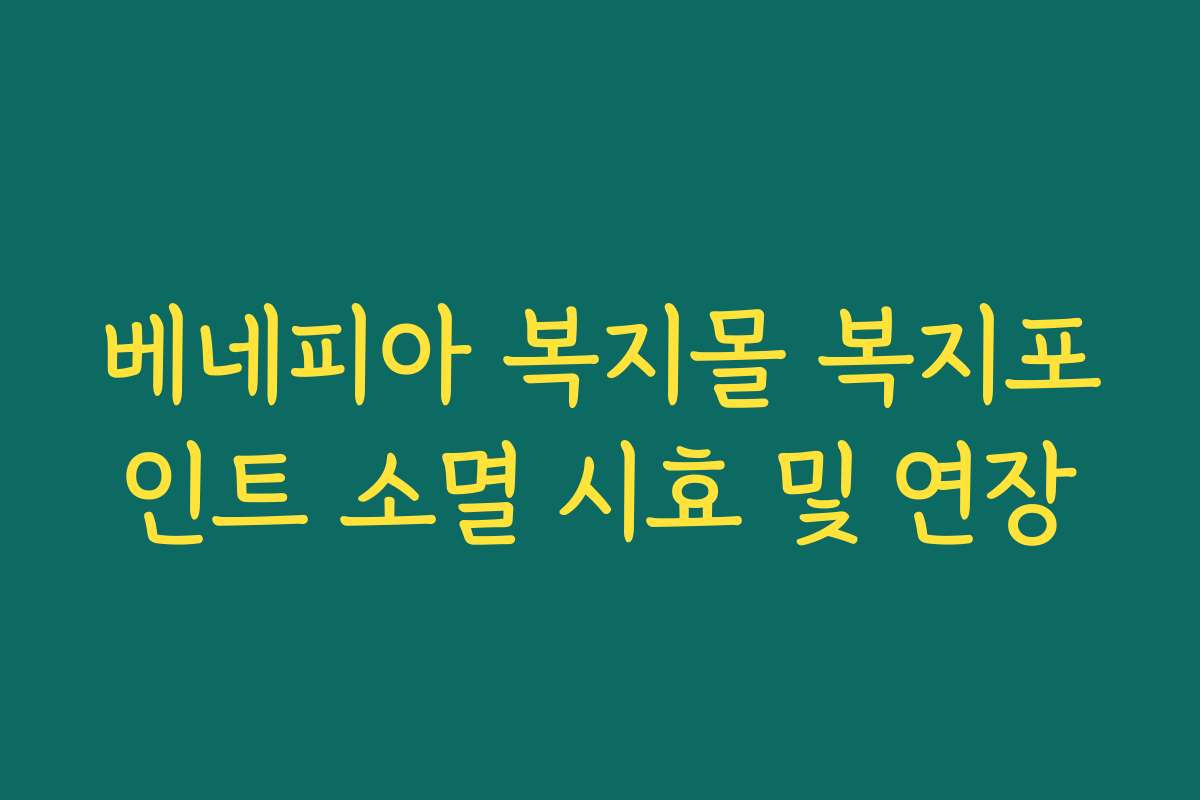 베네피아 복지몰 복지포인트 소멸 시효 및 연장