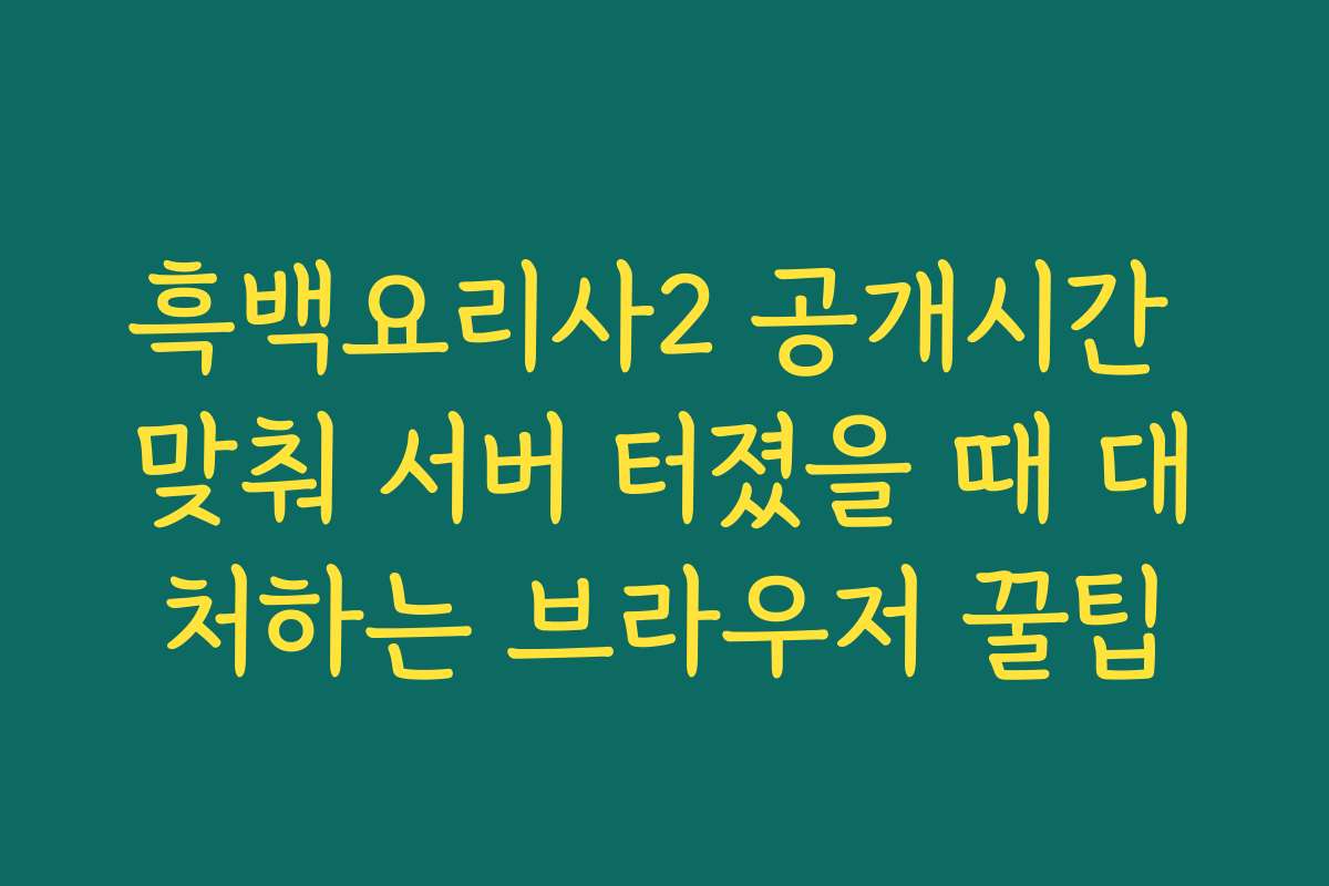 흑백요리사2 공개시간 맞춰 서버 터졌을 때 대처하는 브라우저 꿀팁