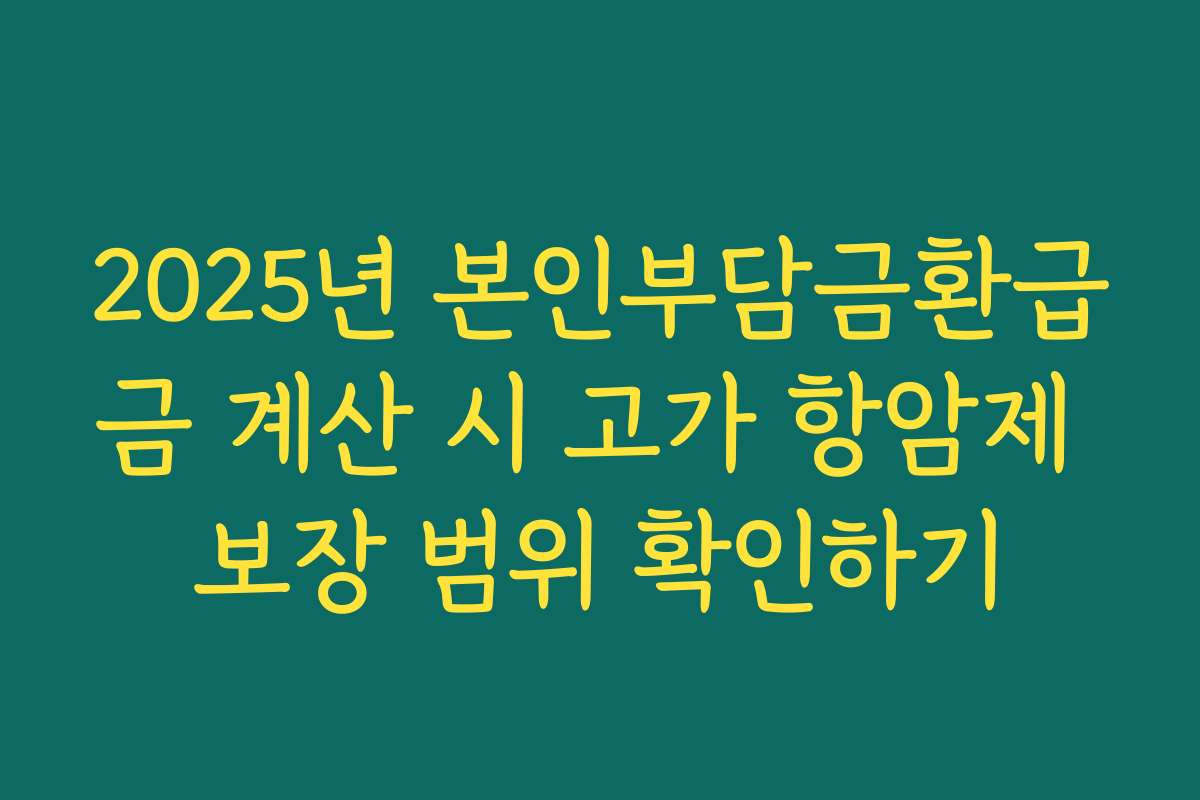 2025년 본인부담금환급금 계산 시 고가 항암제 보장 범위 확인하기