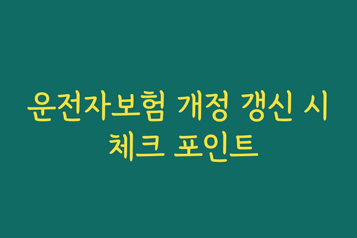 운전자보험 개정 갱신 시 체크 포인트