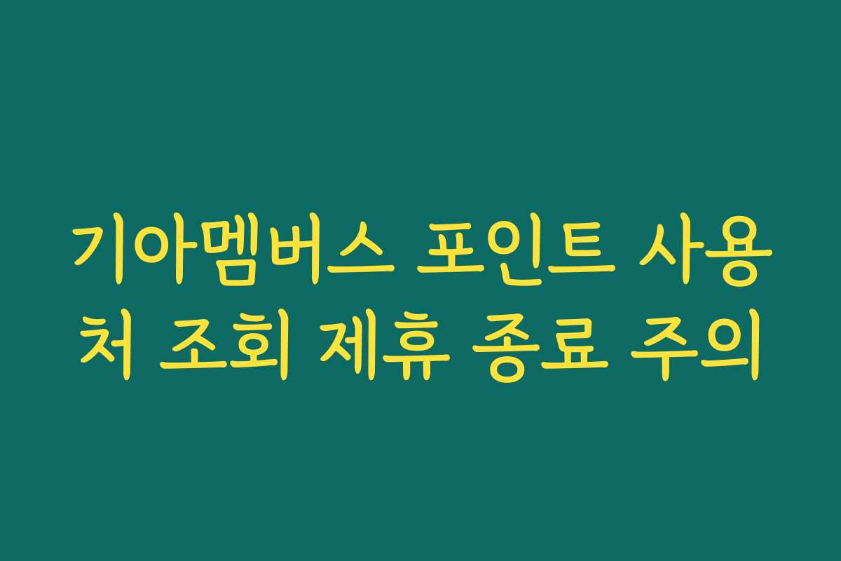 기아멤버스 포인트 사용처 조회 제휴 종료 주의