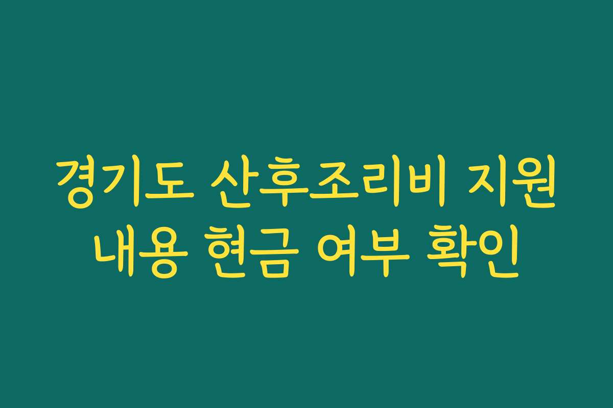 경기도 산후조리비 지원내용 현금 여부 확인