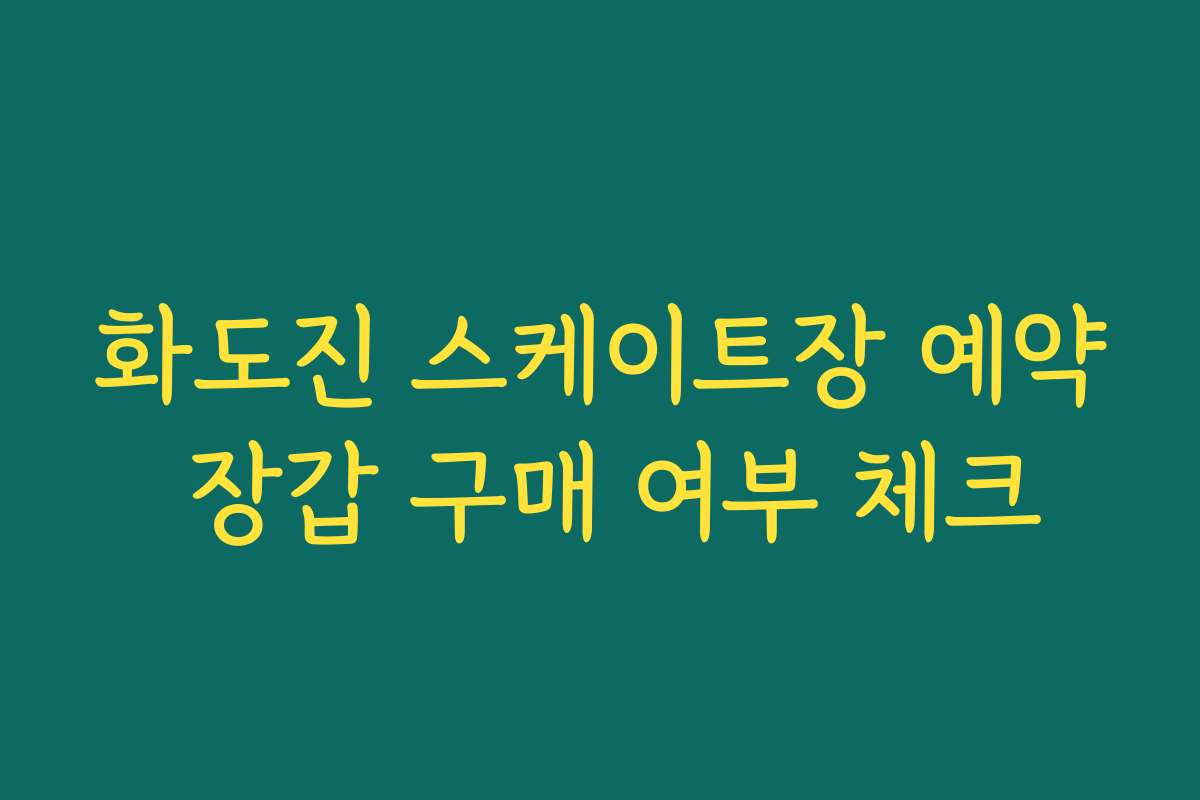 화도진 스케이트장 예약 장갑 구매 여부 체크