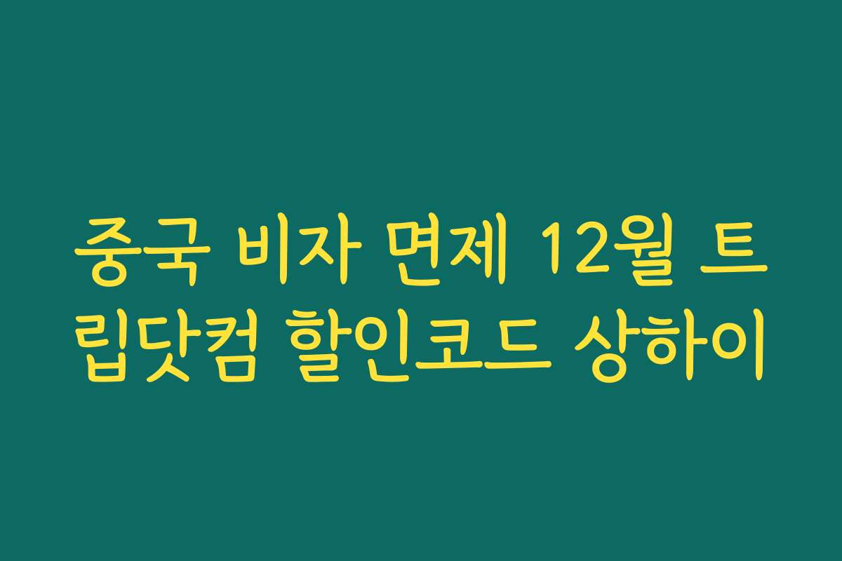 중국 비자 면제 12월 트립닷컴 할인코드 상하이