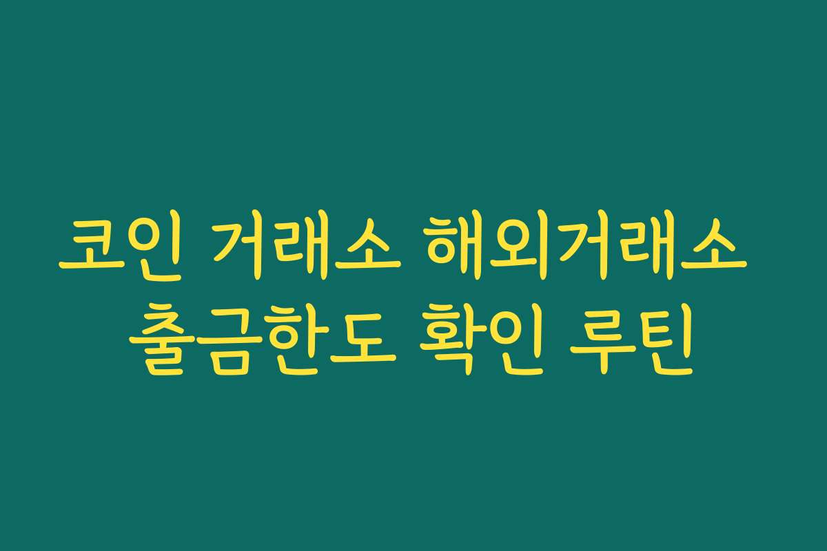 코인 거래소 해외거래소 출금한도 확인 루틴