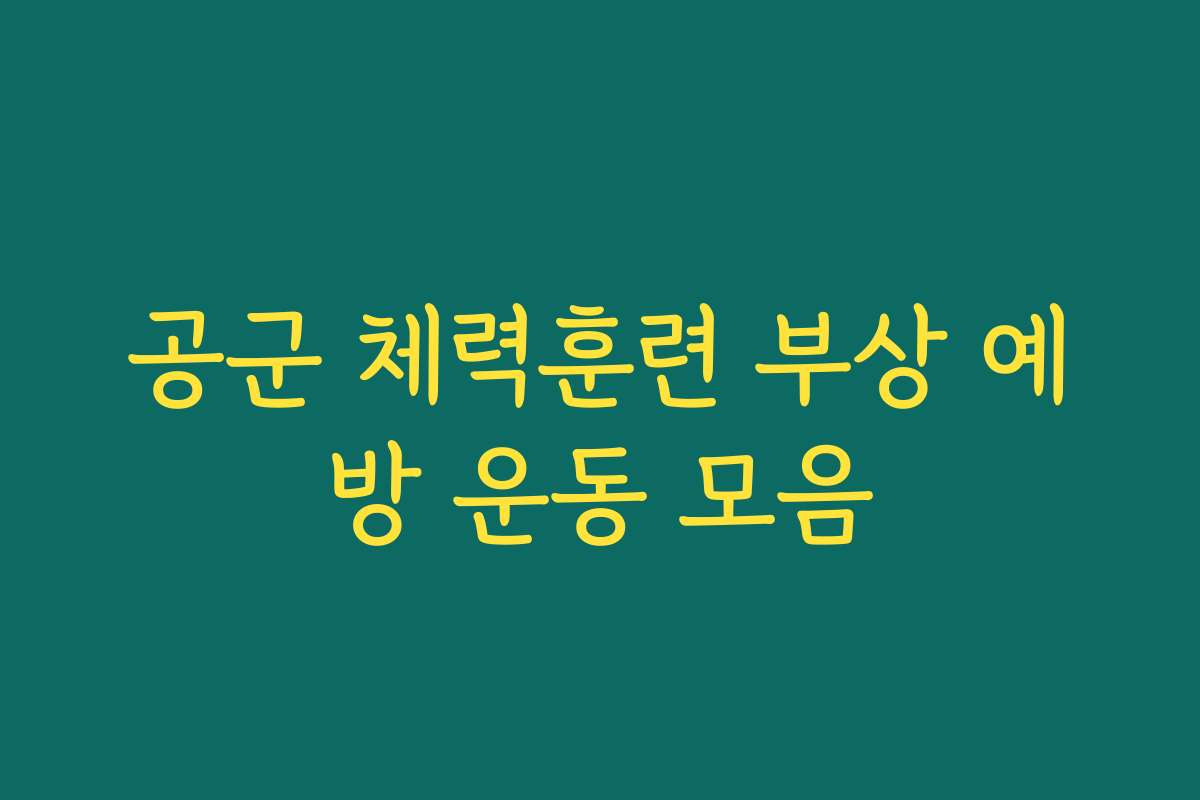 공군 체력훈련 부상 예방 운동 모음