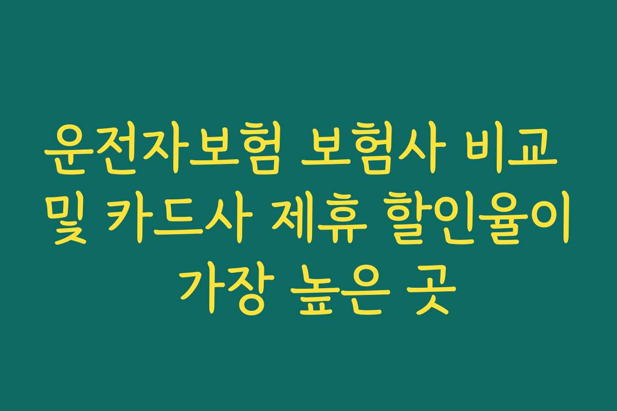 운전자보험 보험사 비교 및 카드사 제휴 할인율이 가장 높은 곳
