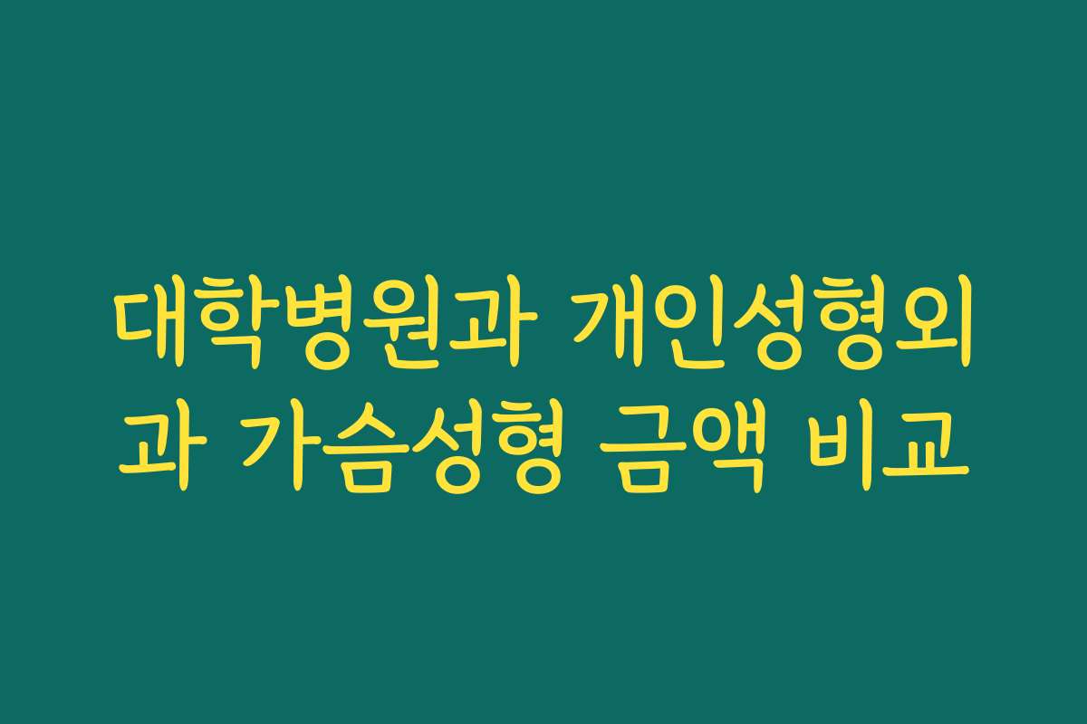 대학병원과 개인성형외과 가슴성형 금액 비교
