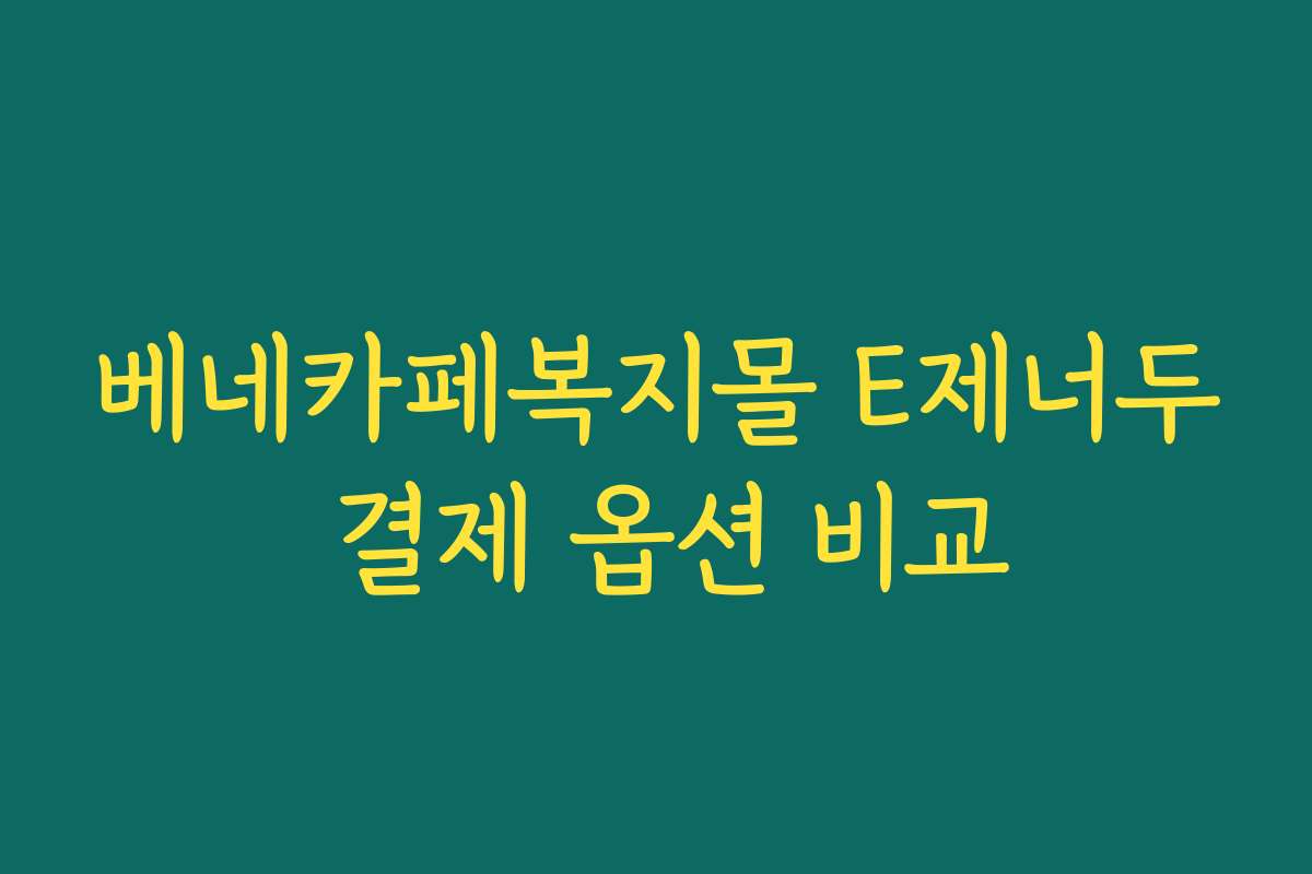베네카페복지몰 E제너두 결제 옵션 비교