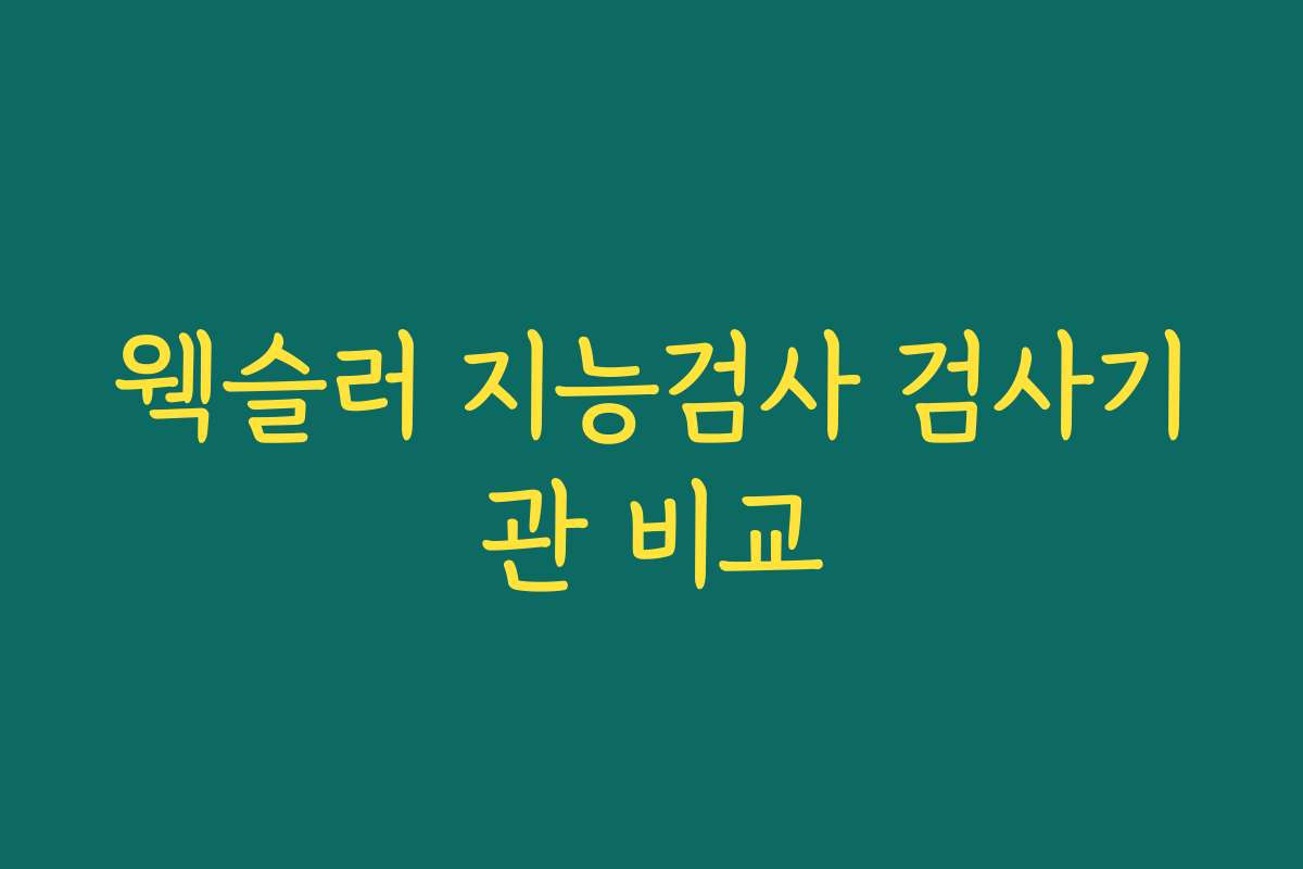 웩슬러 지능검사 검사기관 비교