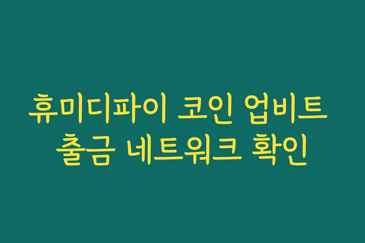 휴미디파이 코인 업비트 출금 네트워크 확인