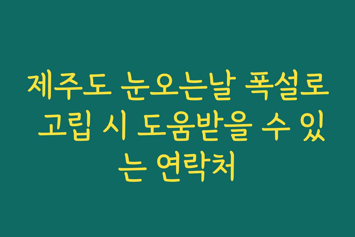 제주도 눈오는날 폭설로 고립 시 도움받을 수 있는 연락처
