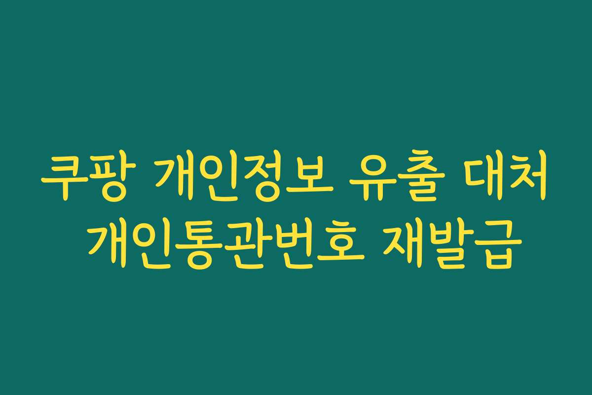 쿠팡 개인정보 유출 대처 개인통관번호 재발급