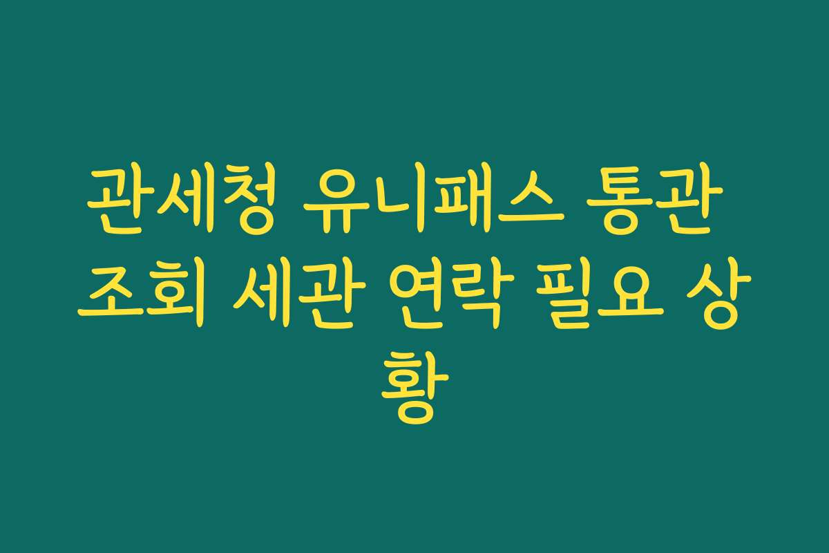 관세청 유니패스 통관 조회 세관 연락 필요 상황
