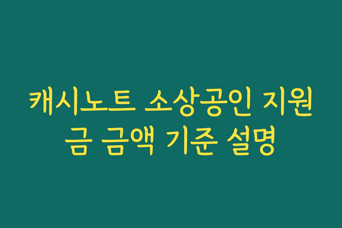 캐시노트 소상공인 지원금 금액 기준 설명