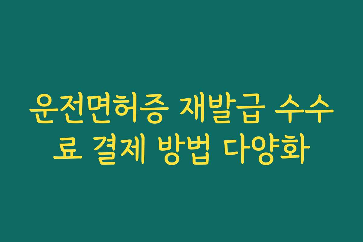 운전면허증 재발급 수수료 결제 방법 다양화