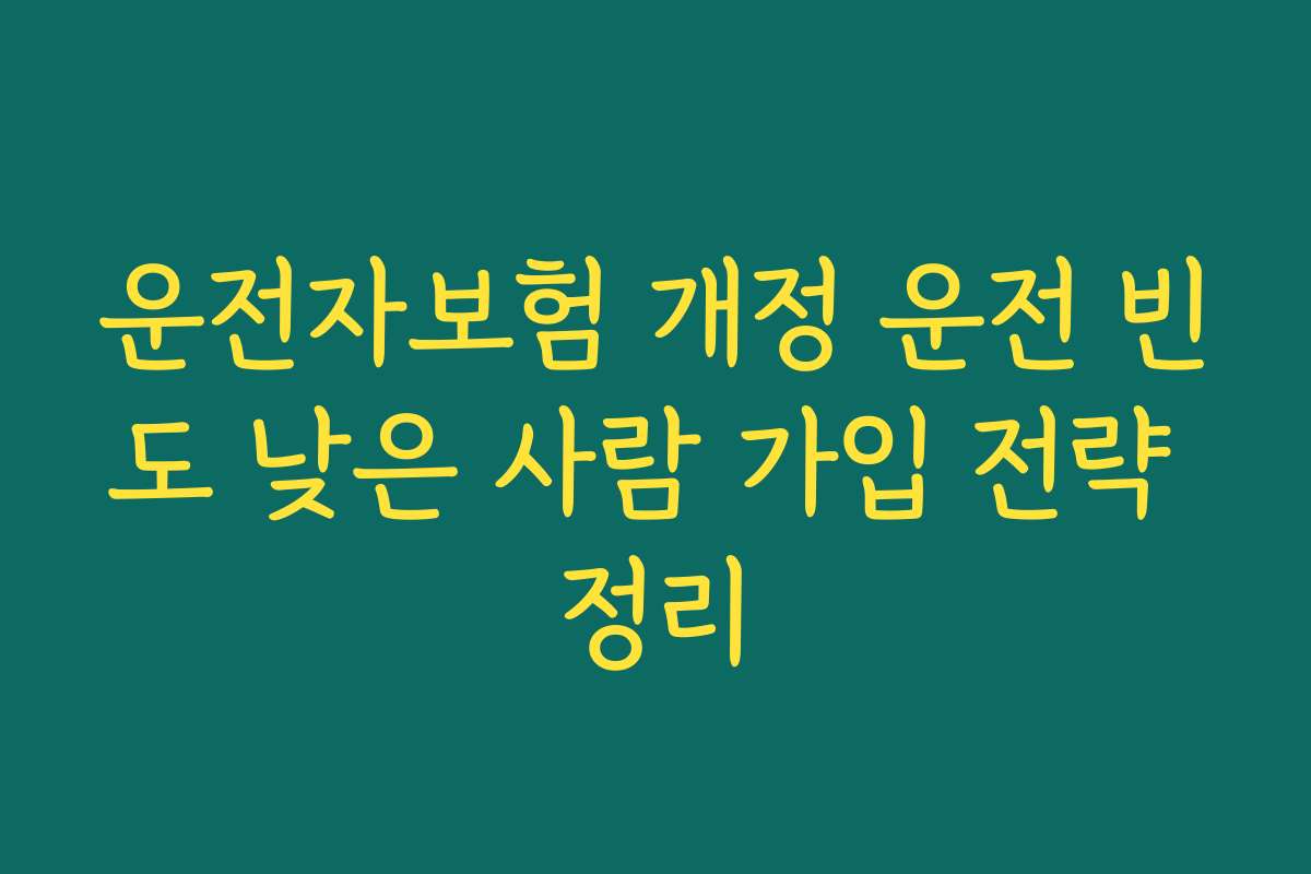 운전자보험 개정 운전 빈도 낮은 사람 가입 전략 정리