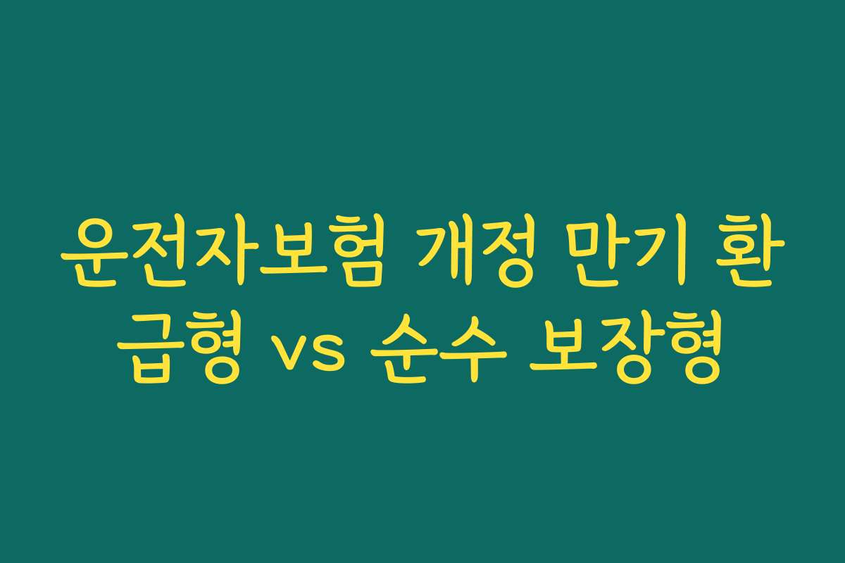 운전자보험 개정 만기 환급형 vs 순수 보장형