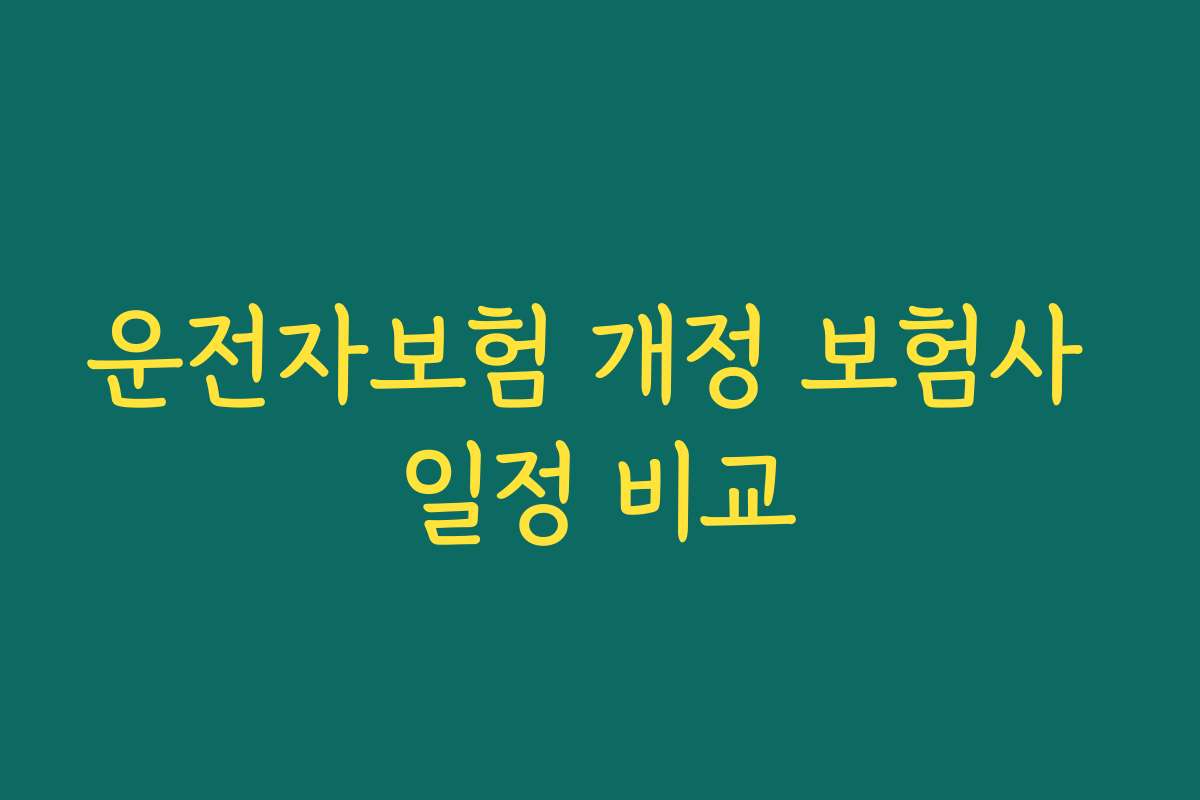 운전자보험 개정 보험사 일정 비교